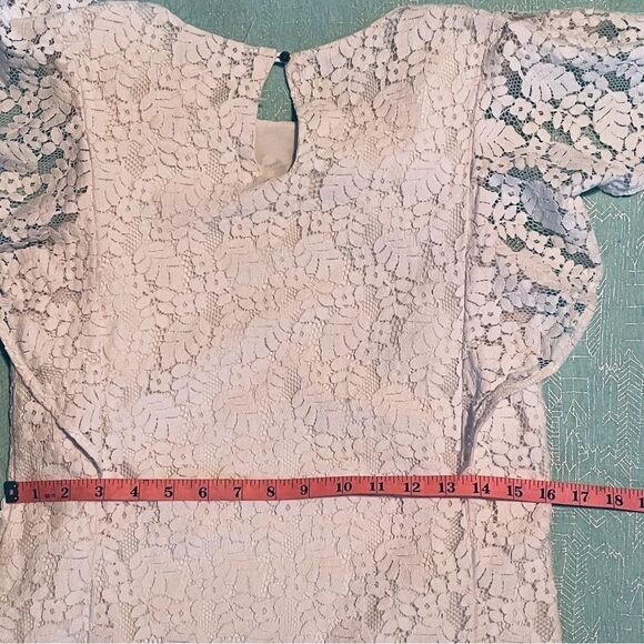 MERONA butterfly sleeve floral lace overlay top blouse cream color size S - Picture 11 of 13